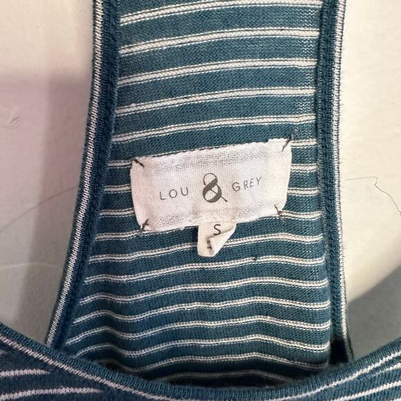Lou & Gray green linen blend striped racerback dress size small - Picture 5 of 6